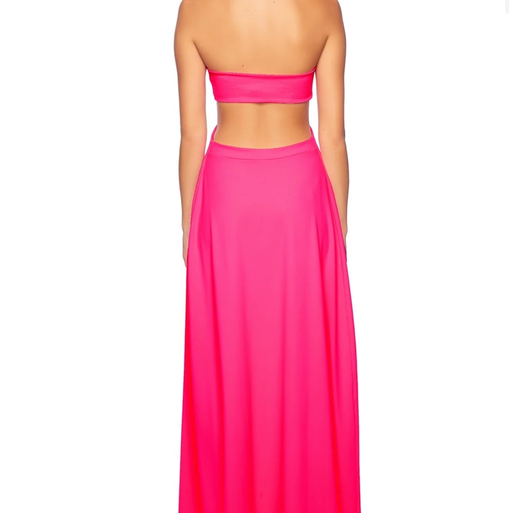 Susana Monaco Shocking Pink U Wire Cut Out Maxi Dress - Picture 2 of 7